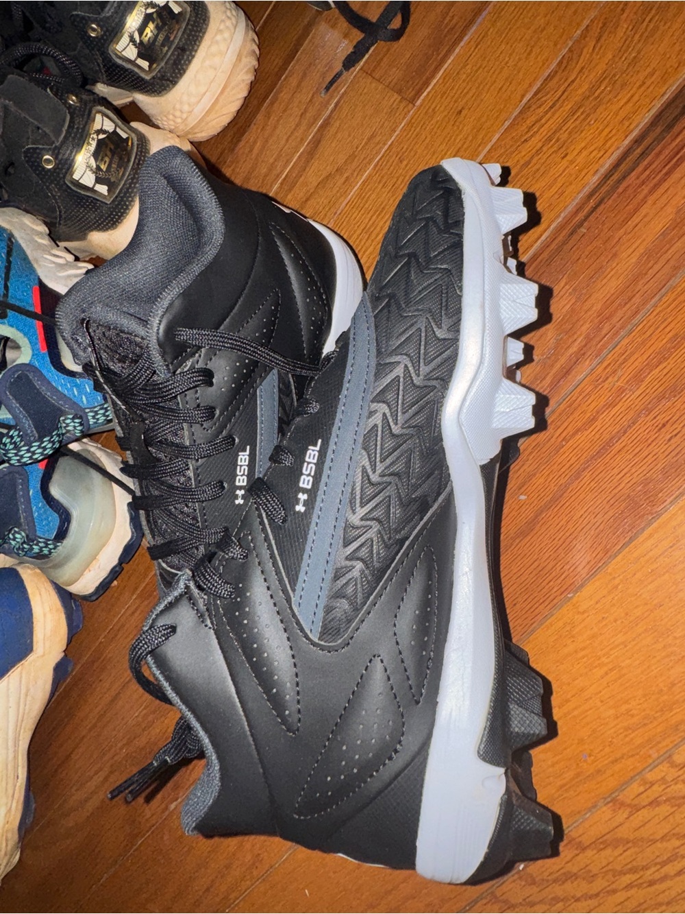Under Armour Black and Gray High-Top Turf Cleats - Picture 2 of 2